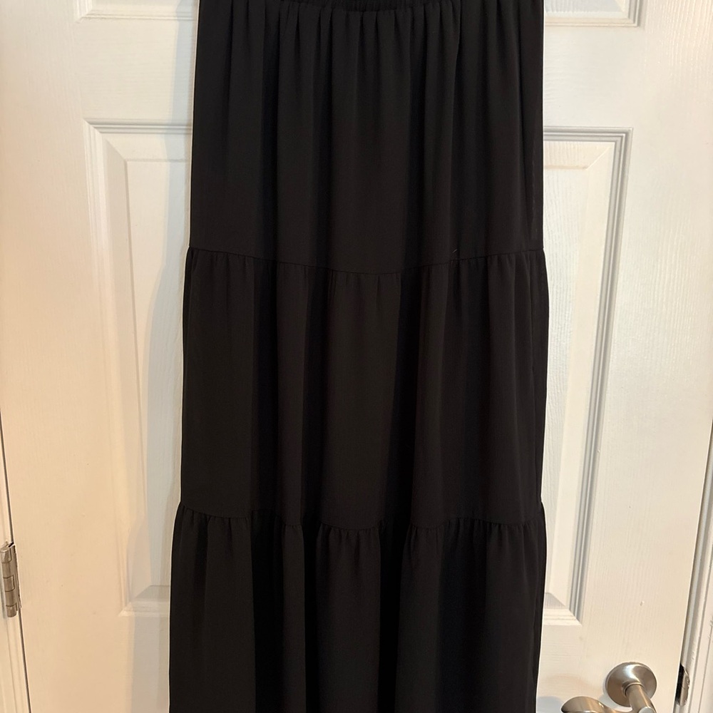 DownEast Black Tiered Maxi Skirt